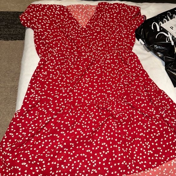 Floerns Women's Plus Size Wrap V Neck Short Sleeve Ruffle Hem A Line Short Dress - Picture 4 of 6